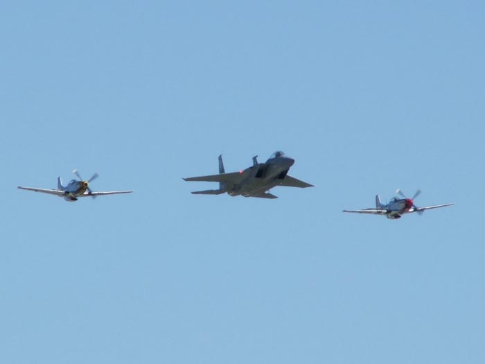F-15 Eagle and P-51 Mustangs