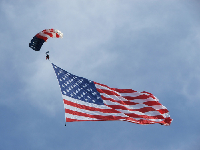 Skydiver with Ole Glory