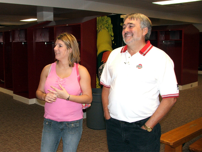 Charlie and Ashli in the home locker room