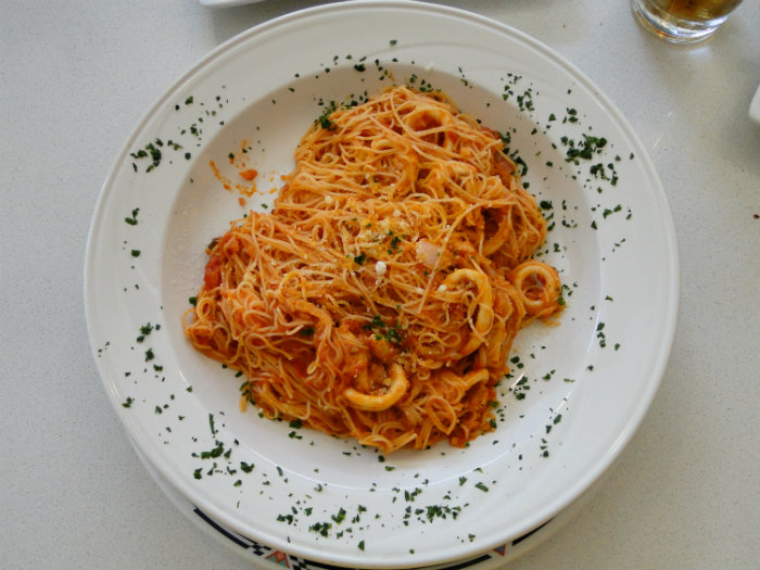 Calamari, Tortellini and Angel Hair Pasta